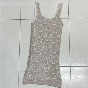 Elegant Beige Lace mini dress